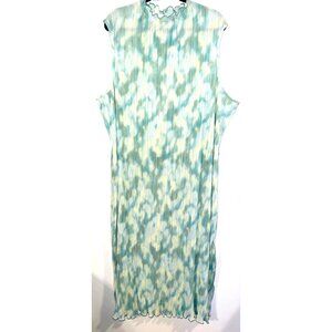 Future Collective Womens 3X Green Paisley Dress Ruched Pattern Ruffled Collar